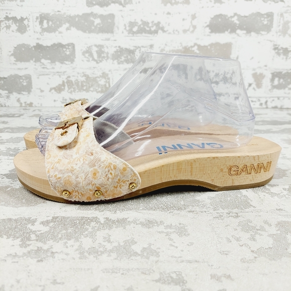 Dr. Scholl's Shoes - New Dr. Scholl's GANNI Wooden Beige Floral Boho Coquette Retro Sandal Clog W704